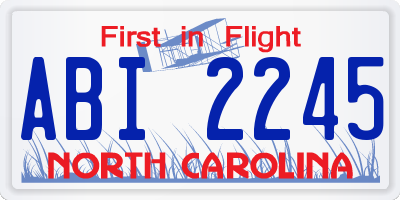 NC license plate ABI2245