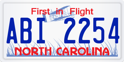 NC license plate ABI2254