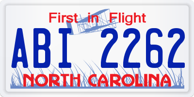 NC license plate ABI2262
