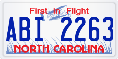 NC license plate ABI2263