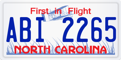 NC license plate ABI2265