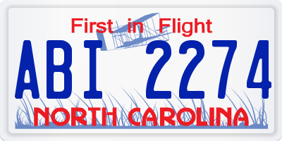 NC license plate ABI2274