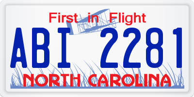 NC license plate ABI2281