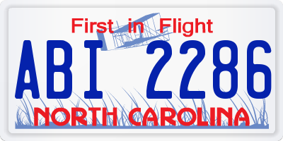 NC license plate ABI2286