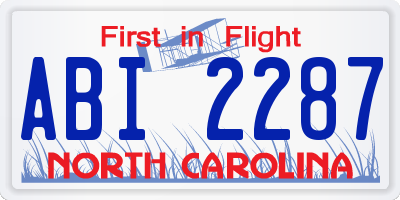 NC license plate ABI2287