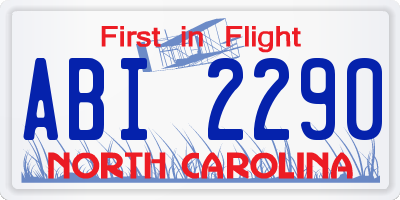 NC license plate ABI2290
