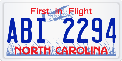 NC license plate ABI2294