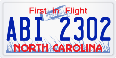 NC license plate ABI2302