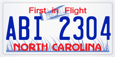 NC license plate ABI2304