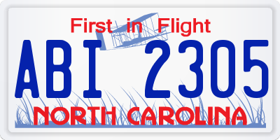 NC license plate ABI2305