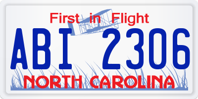 NC license plate ABI2306