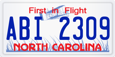 NC license plate ABI2309