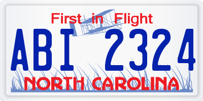NC license plate ABI2324