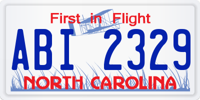 NC license plate ABI2329