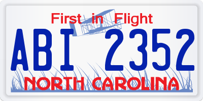 NC license plate ABI2352
