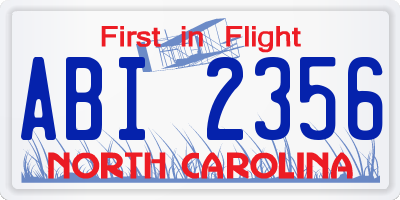 NC license plate ABI2356