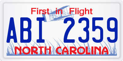 NC license plate ABI2359