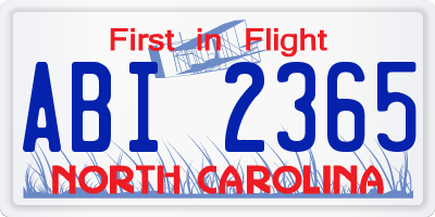 NC license plate ABI2365