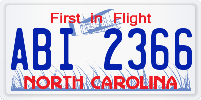 NC license plate ABI2366