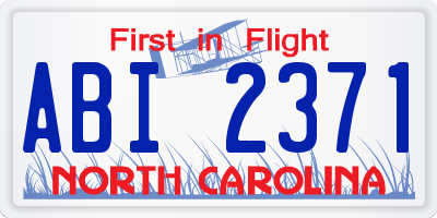 NC license plate ABI2371