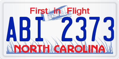 NC license plate ABI2373