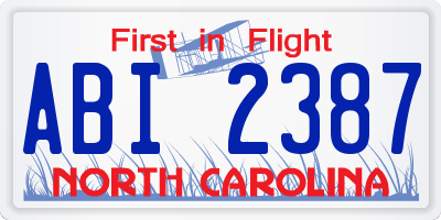 NC license plate ABI2387