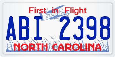 NC license plate ABI2398