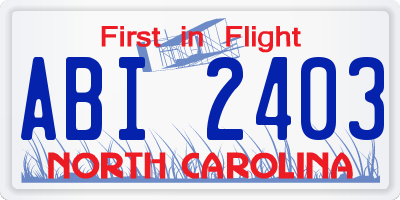 NC license plate ABI2403