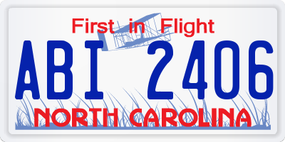NC license plate ABI2406