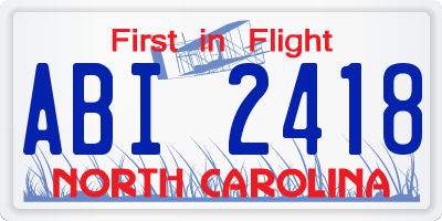 NC license plate ABI2418