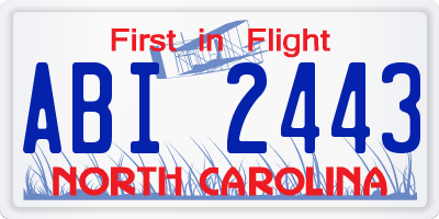 NC license plate ABI2443