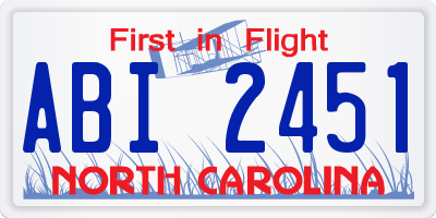 NC license plate ABI2451