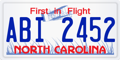 NC license plate ABI2452