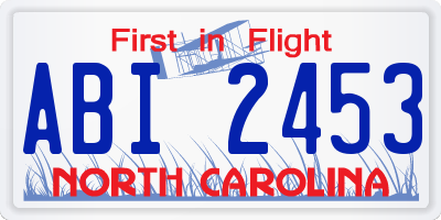 NC license plate ABI2453