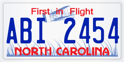 NC license plate ABI2454