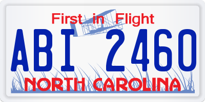 NC license plate ABI2460