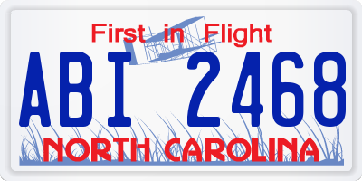 NC license plate ABI2468