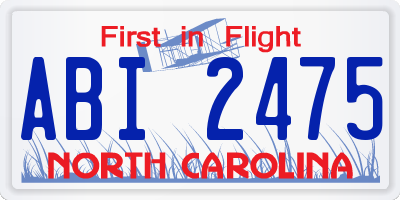 NC license plate ABI2475