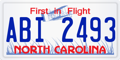NC license plate ABI2493