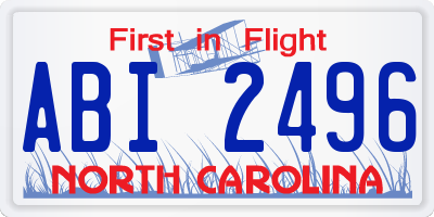 NC license plate ABI2496