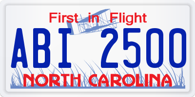 NC license plate ABI2500