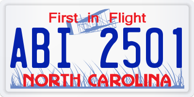 NC license plate ABI2501