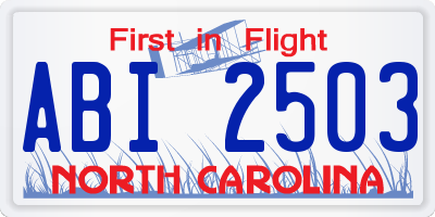 NC license plate ABI2503