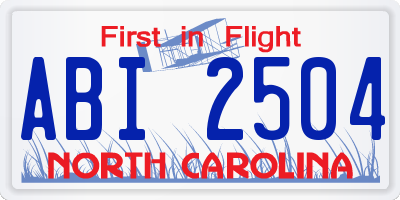 NC license plate ABI2504
