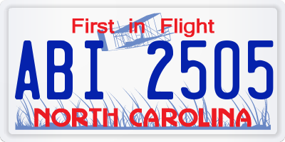 NC license plate ABI2505