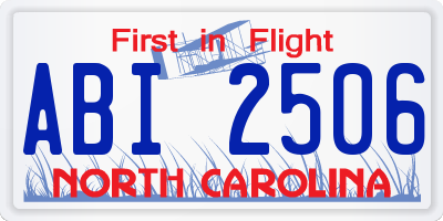 NC license plate ABI2506