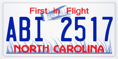 NC license plate ABI2517