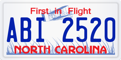 NC license plate ABI2520