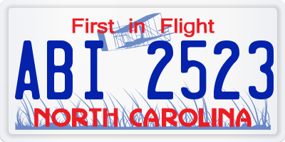 NC license plate ABI2523