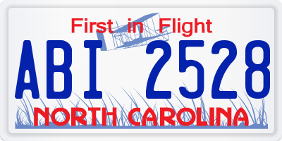 NC license plate ABI2528